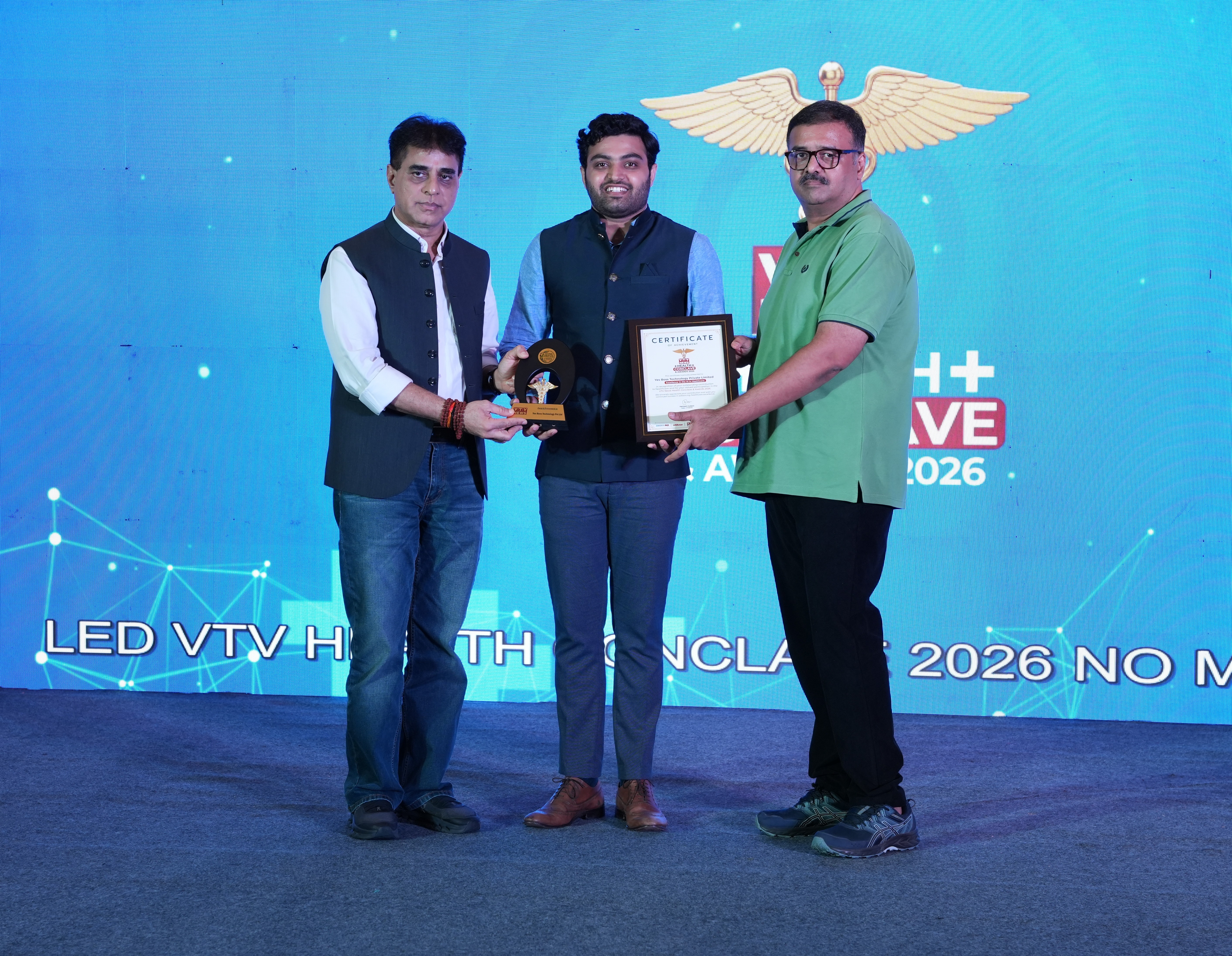YesBoss.ai awarded Excellence in AI in Healthcare 2026 by Health Minister of Gujarat at VTV Health Conclave